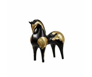 rockible Statue de Cheval Décorative Figurine Sculpture Résine Forme Abstraite Texture Lisse Adaptée à Entrée Table Console Cabinet Bureau, Noir Et Or, Petit 23 12 22cm