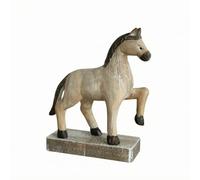 rockible Statuette Cheval en Bois de Paulownia Style Rétro, Figurine Cheval | Figurine Cheval Pose Dressée Cheval Dressé, Objet Décoratif pour Salon, Entrée, Accessoire de Prise de Vue, Blanc Vieilli