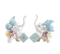 rockible Statuette D'éléphant avec Plaques Chance Éléphants En Céramique Morne Couple d’éléphants pour Salon, Grand Éléphant De La Fortune