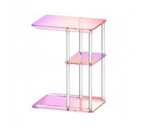 rockible Table d'Appoint Acrylique C Forme Table de Chevet Bout de Canapé Petite Étagère Transparente à 3 Niveaux Structure Fine Encombrement Réduit Adaptée au Salon Chambre Petit Espace, Transparent