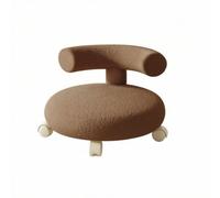 rockible Tabouret à roulettes avec Dossier Bas Siège à roulettes avec Dossier Compact Tabouret en Bouclette pour Enfants, Marron, Dossier en Molleton D Agneau Marron avec Roues en Riz