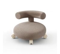 rockible Tabouret à roulettes avec Dossier Bas Siège à roulettes avec Dossier Compact Tabouret en Bouclette pour Enfants, Gris, Dossier en Molleton D Agneau Gris avec Roues en Riz