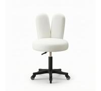 rockible Tabouret avec Dossier Oreilles Lapin Rembourré Tabouret à roulettes avec Dossier Pratique pour Coiffeuse, Blanc