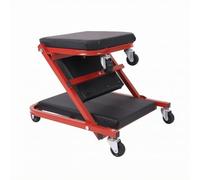 rockible Tabouret en Z Pliable Double Usage Siège Roulant Garage Structure Métallique Robuste Chariot Mécanique Rembourré pour Mécaniciens, Garagistes, Noir, Rouge