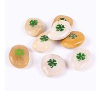 ROCKIMPACT Lot de 50 pierres de poche en forme de trèfle à quatre feuilles - Pierres vertes - 5,1 à 7,6 cm chacune