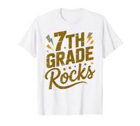 Rockin' 7TH Grade Rocks, Professeur de Chant pour Le Premier Jour, My Besties T-Shirt Graphique avec Valeur, Homme, Blanc, S