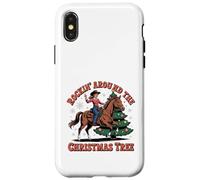 Rockin' Around The Christmas Tree Cowgirl Père Noël Cheval Coque pour iPhone X/XS