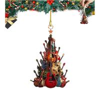 Rockin' Around The Guitar Christmas Tree Decoration | Ornements de Noël Musicaux en Bois de 3 Pouces | Ornement À Bascule Autour de l'arbre de Noël | Pendentifs de Guitare Rock pour Mélomane