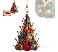 Rockin' Around The Guitar Décoration de sapin de Noël - Rockin autour du sapin de Noël, décoration de Noël 2D en acrylique de qualité supérieure, instrument de musique, cadeau pour les amateurs de