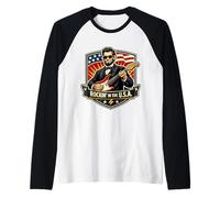 Rockin in The USA President Guitare American Independence Day Manche Raglan