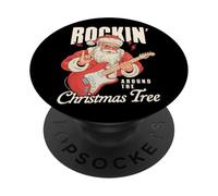 Rockin Santa Guitare électrique de Noël rétro Vacances PopSockets PopGrip Adhésif