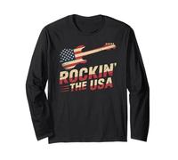 Rockin' The USA Rock n Roll Guitare rétro Drapeau USA Manche Longue