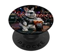 Rocking Bunny Drinking Iced Coffee Meme Rabbit Cute Heavy Me PopSockets PopGrip Adhésif