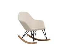 Rocking chair en tissu beige crème, bois clair et métal noir JHENE