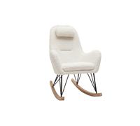 Rocking chair en tissu effet peau de mouton blanc, métal noir mania
