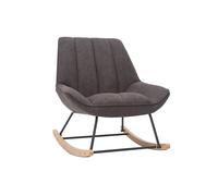 Rocking chair design en tissu effet velours gris foncé, métal noir et bois clair BILLIE