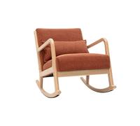 Rocking chair en tissu effet velours terre brûlée et bois clair massif derry