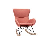 Rocking chair scandinave en tissu effet velours texturé terracotta, métal noir et bois clair ESKUA