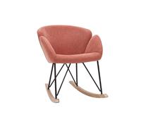 Rocking chair en tissu effet velours texturé terracotta, métal noir et bois clair RHAPSODY