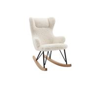 Rocking chair enfant en tissu effet peau de mouton blanc, métal noir et bois clair SHAUN