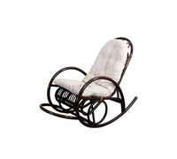 Rocking-chair fauteuil à bascule HWC-C40, bois marron, avec coussin