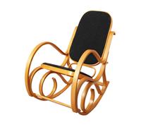 Rocking-chair, fauteuil à bascule M41 imitation bois de chêne, assise en similicuir noir
