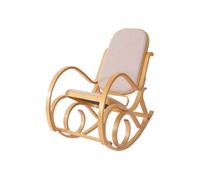 Rocking-Chair, Fauteuil À Bascule M41 Imitation Chêne, Tissu Beige Multicolore
