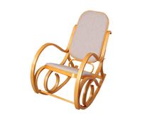 Rocking-chair, fauteuil à bascule M41 imitation chêne, tissu beige