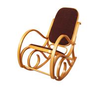Rocking-chair fauteuil à bascule M41 imitation chêne, tissu marron