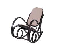 Rocking-chair, fauteuil à bascule M41, imitation noyer, tissu beige
