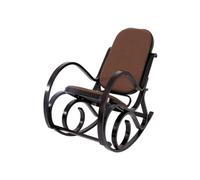 Rocking-chair, fauteuil à bascule M41, imitation noyer, tissu marron