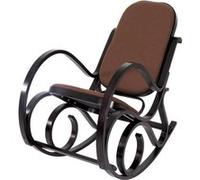 Rocking-chair, fauteuil à bascule M41, imitation noyer, tissu marron Marron G