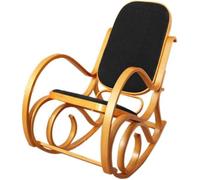 Rocking-chair - M41 - Imitation bois de chêne - Similicuir noir
