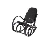 Rocking-chair M41, imitation noyer, cuir Patchwork, noir