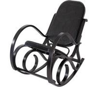 Rocking-chair M41, imitation noyer, cuir Patchwork, noir Noir G