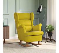 vidaXL Fauteuil à bascule 329370 pieds en bois massif d'hévéa velours jaune