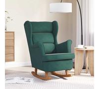 vidaXL Fauteuil à bascule et pieds en bois d'hévéa Vert foncé Velours