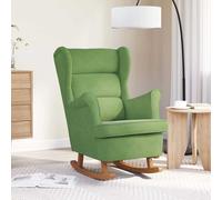 Schommelstoel met massief rubberwood poten fluweel lichtgroen329366
