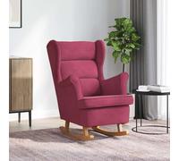 vidaXL Fauteuil à bascule à oreilles – Velours rouge vin – Pieds en bois massif