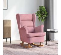 Schommelstoel met massief rubberwood poten fluweel roze329367
