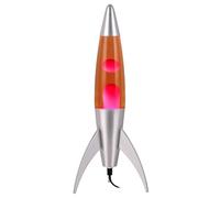 ROCKING GIFTS Grande lampe à lave Rocket 45 cm rouge-rose en aluminium - Lumière décorative et relaxante pour chambre ou bureau - Lampe à lave pour enfants, adolescents et espaces de jeu