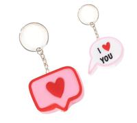 ROCKING GIFTS Lot de 2 porte-clés en caoutchouc Message d'amour avec cœur, 2 modèles inclus, cadeau pour couple la Saint-Valentin, 5 cm