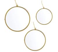 ROCKING GIFTS Lot de 3 petits miroirs ronds suspendus muraux décoratifs dorés 3 tailles 19 cm