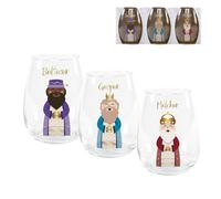 ROCKING GIFTS Lot de 3 verres en verre des rois mages de Noël, décoration de Noël, capacité 520 ml, 25 cm