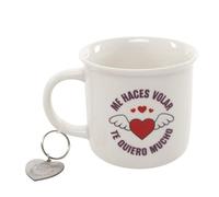 ROCKING GIFTS Mug en céramique 330 ml avec porte-clés : cadeau amour, tasse petit-déjeuner, tasse café, original, idéal pour couple