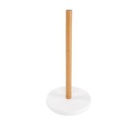ROCKING GIFTS Porte-rouleau de papier de cuisine, support en métal blanc et bois marron, 31 cm