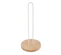 ROCKING GIFTS Porte-rouleau de papier de cuisine, support en métal blanc et bois marron, 33 cm