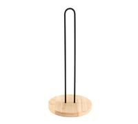 ROCKING GIFTS Porte-rouleau de papier de cuisine, support en métal noir avec base en bois marron, design industriel, 33 cm