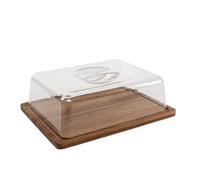 ROCKING GIFTS Rectangular Wooden Cheese Box with Glass Lid Acacia 24x18 cm