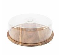 ROCKING GIFTS Round Wooden Cheese Box with Acacia Glass Lid 28x28 cm